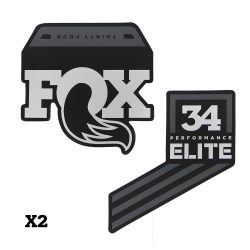 Autocolantes FOX 34 P-S Gray Logo, Bk 2018